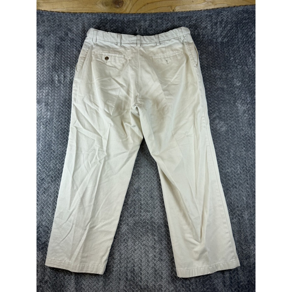 Haggar Dress Pants Mens 38X29 Cream High Rise Cotton Straight Office Business - Picture 7 of 8